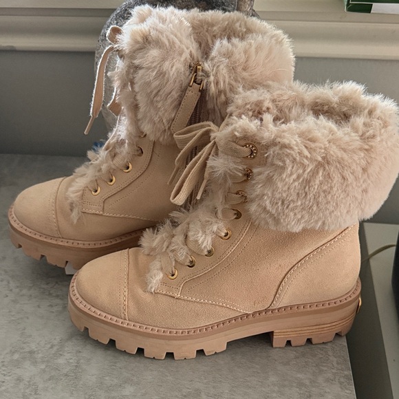 Kate Spade Beige Fur-Lined Winter Boots